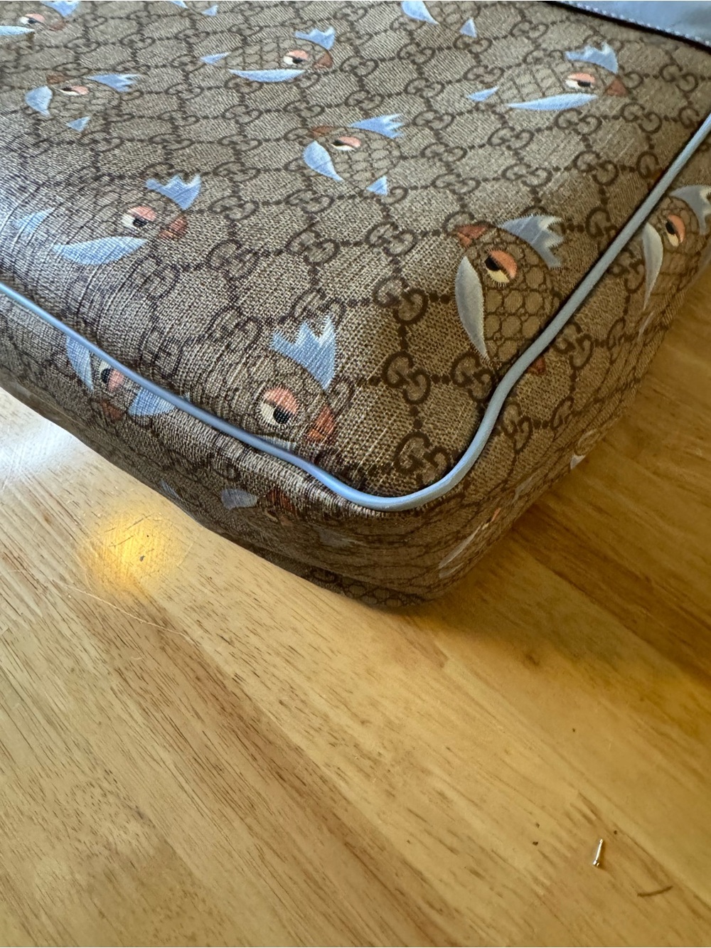 Gucci Tian GG Supreme Small Messenger Bag Brown & Blue - Picture 13 of 14